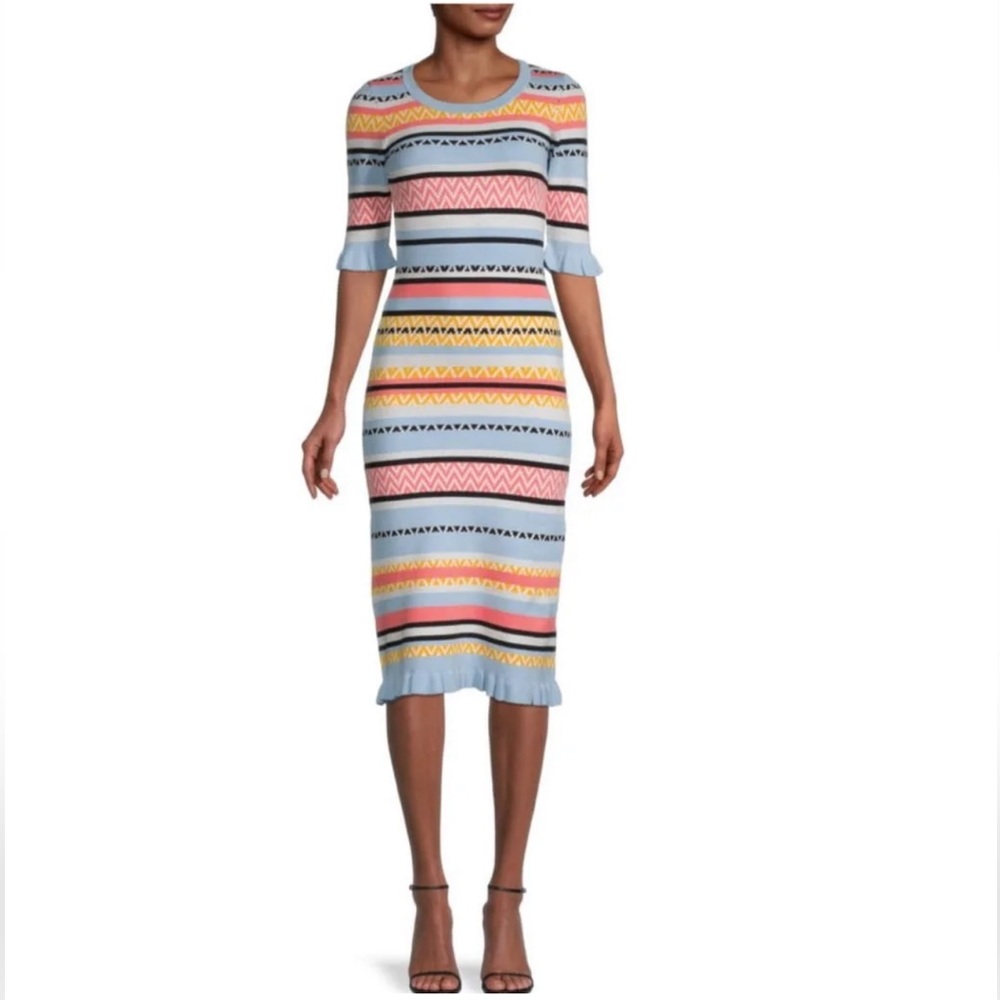 Betsey Johnson Vibing Striped Midi Bodycon Dress